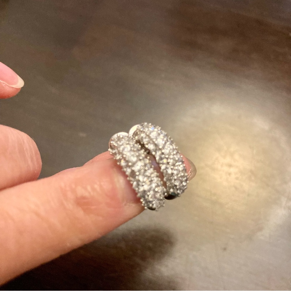 Sterling Silver CZ sparkling baguette earrings